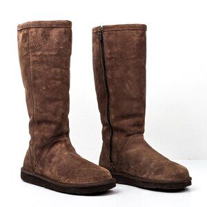 UGG Women Knightsbridge Tan Suede Sheepskin Lined Tall Boots sz 7